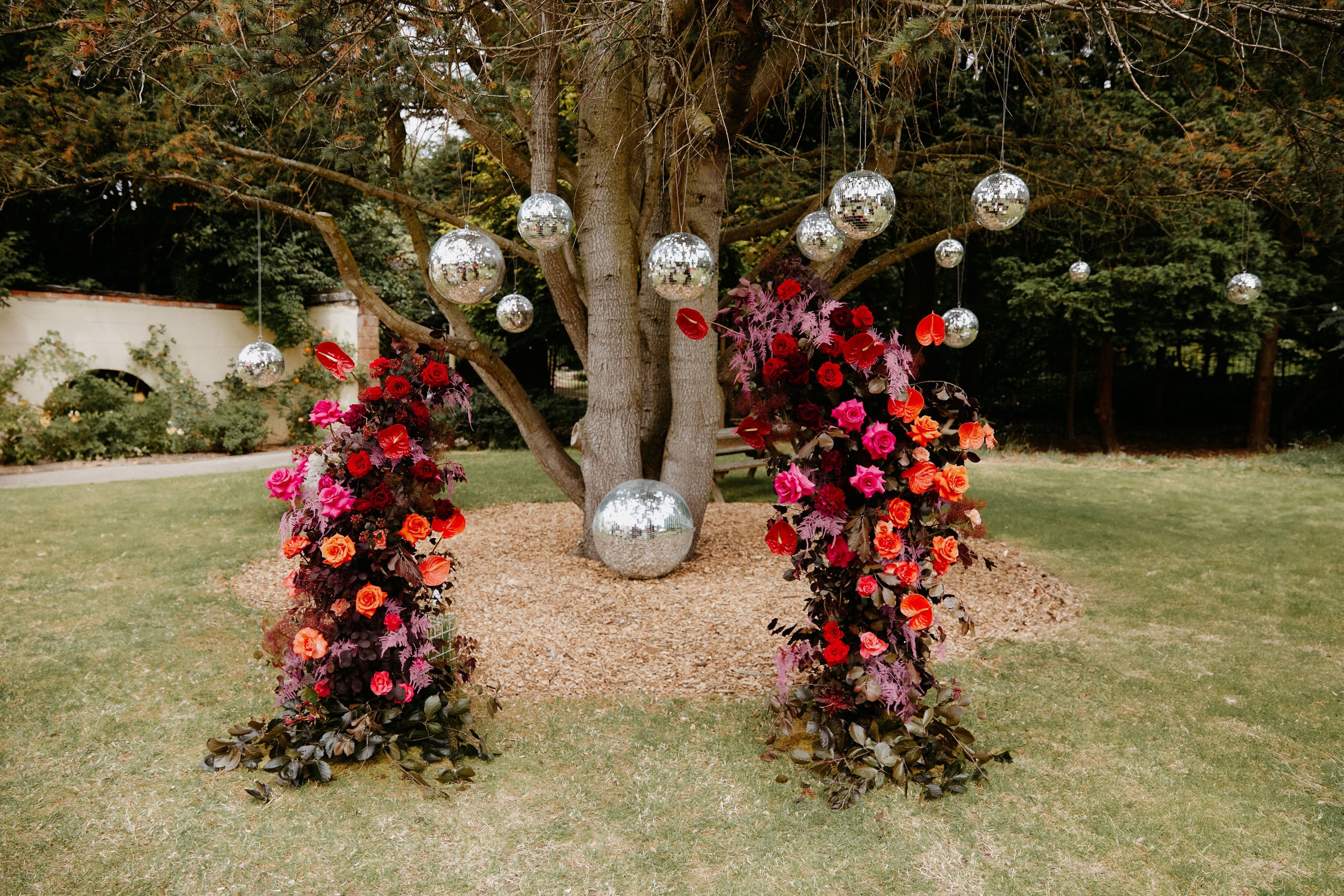 disco ball in trees